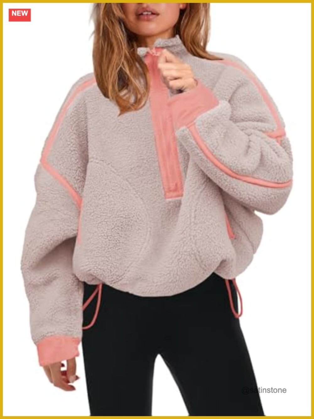 Womens Half Zip Fleece Pullover Sherpa Jacket Long Sleeve Fuzzy Sweatshirt